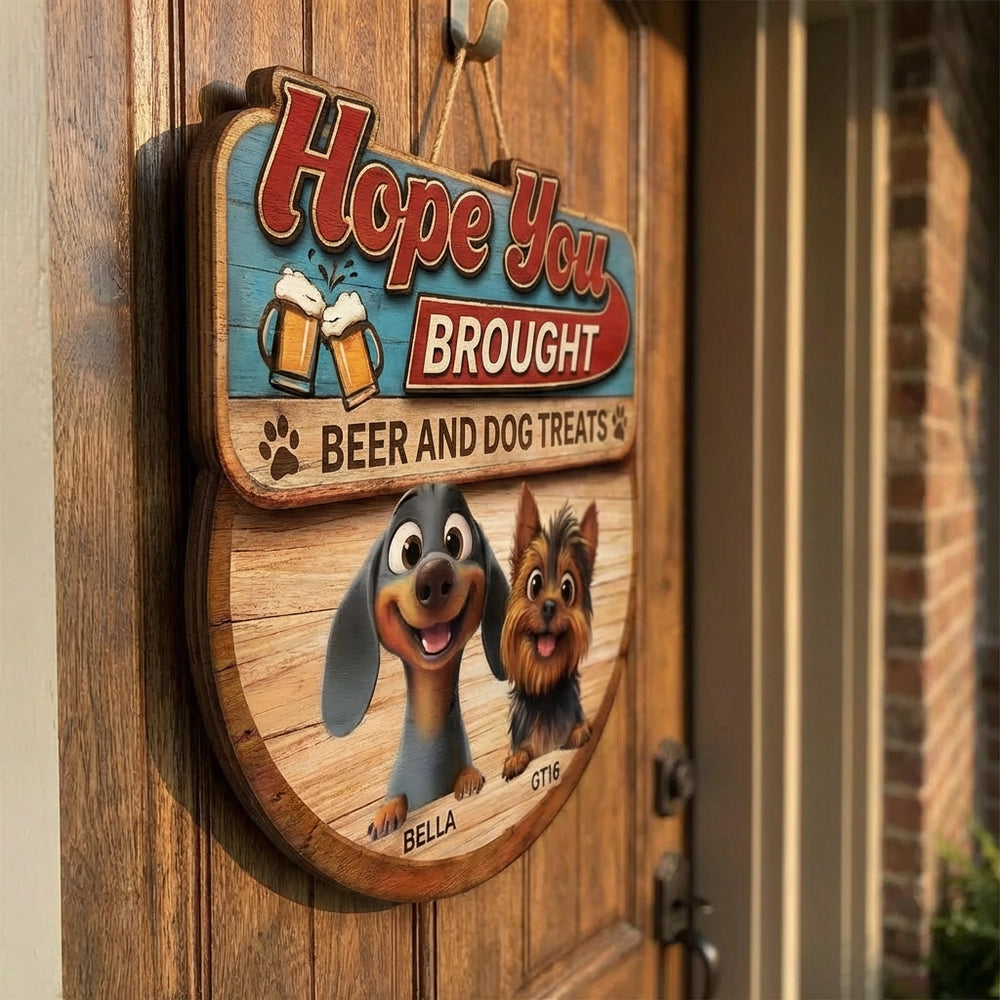 Custom Dog Lover Door Sign for Beer and Treats - Fun Home Decor Sign MagicInPrints