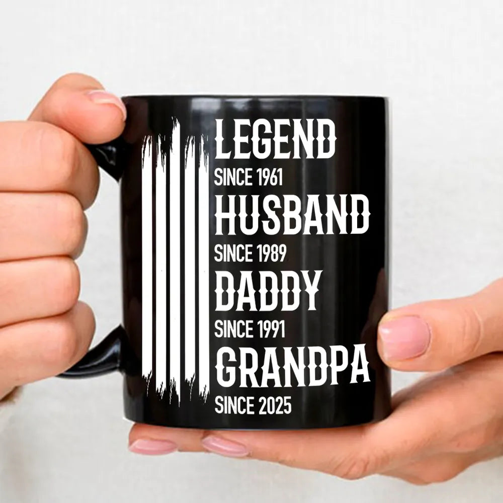 Personalized Black Coffee Mug for Dad - Legend Husband Daddy Grandpa Gift Cup MagicInPrints