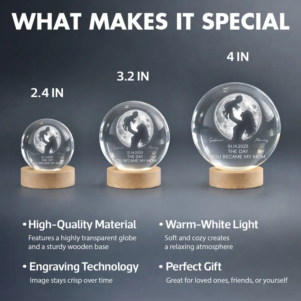 Personalized Crystal Night Light for Mothers - Sentimental Gift for Mom's Special Day Lamp MagicInPrints