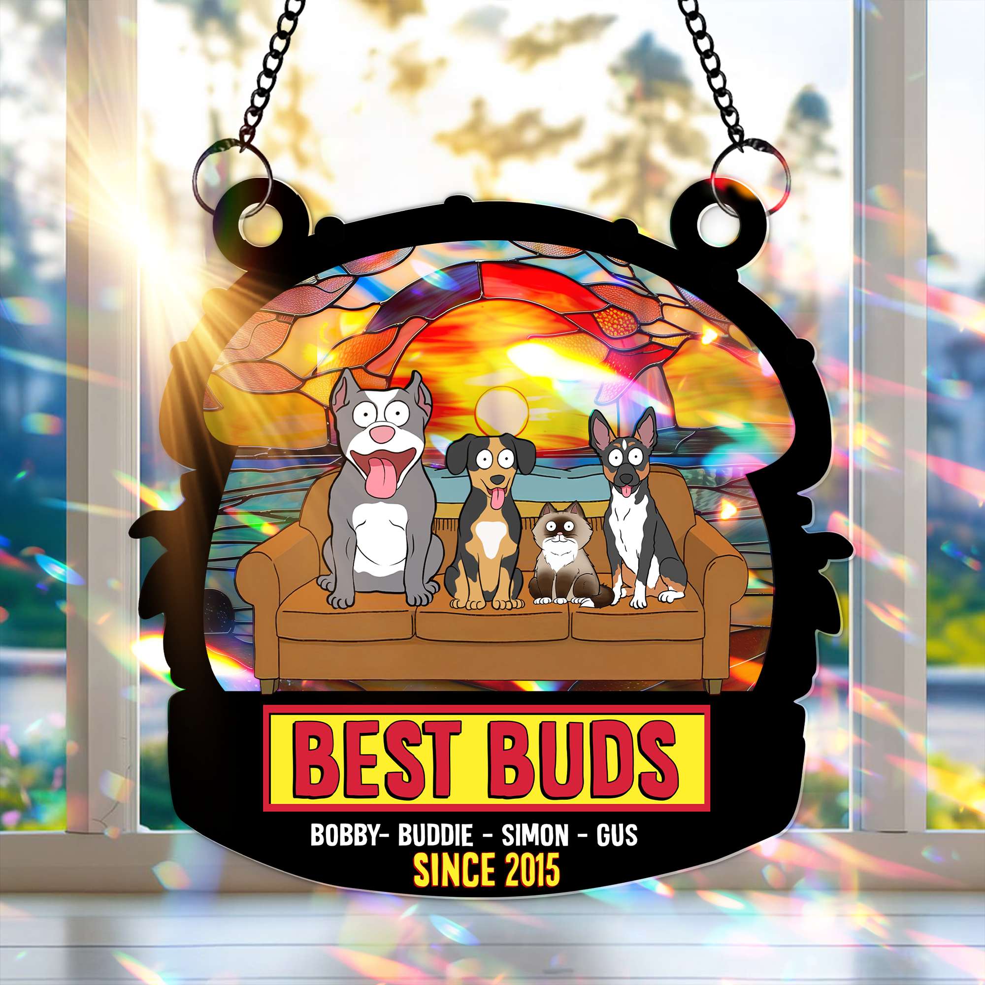"Best Buds Suncatcher Ornament" - Personalized Christmas Gift for Pet Lovers Ornament MagicInPrints