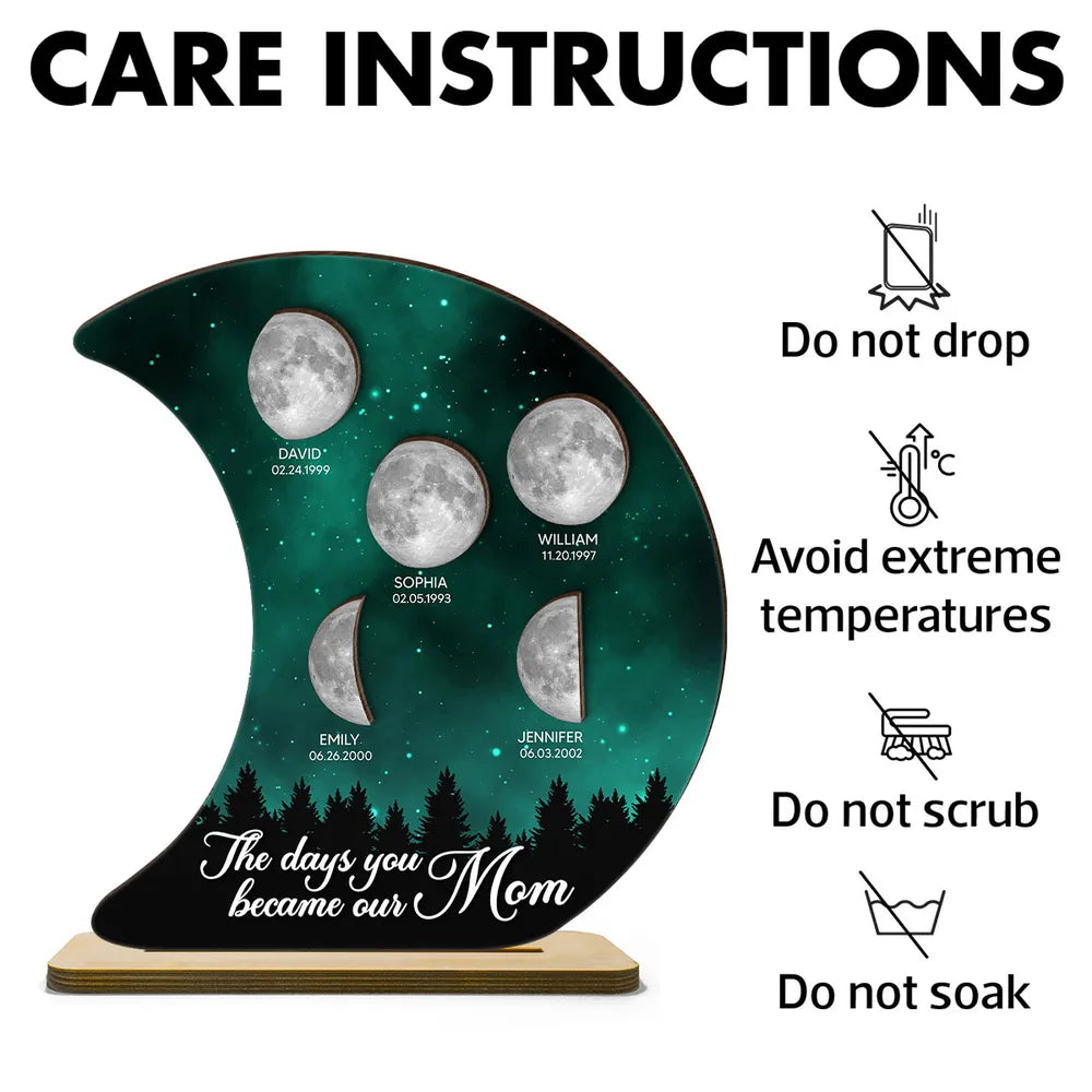 Personalized Moon Phase Plaque for Mom - Family Birthdays Gift Plaque MagicInPrints