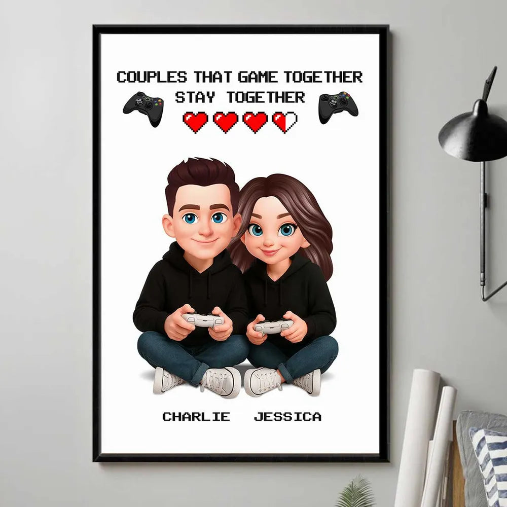 Personalized Gamer Couple Poster for Couples - Fun Gaming Decor Poster or Canvas MagicInPrints