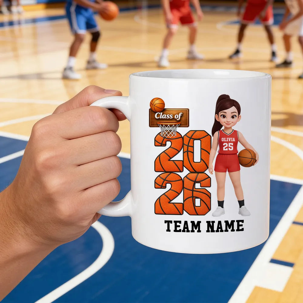 Custom Basketball Graduation Mug for Class of 2026 - Personalized Gift Cup MagicInPrints
