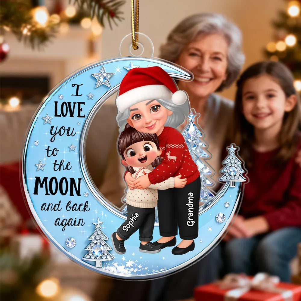 Personalized Christmas Ornament for Grandma and Child - I Love You to the Moon and Back Ornament MagicInPrints