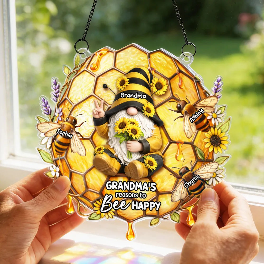 Personalized Grandma's Bee Happy Sunflower Ornament - Gift for Grandmother Ornament MagicInPrints