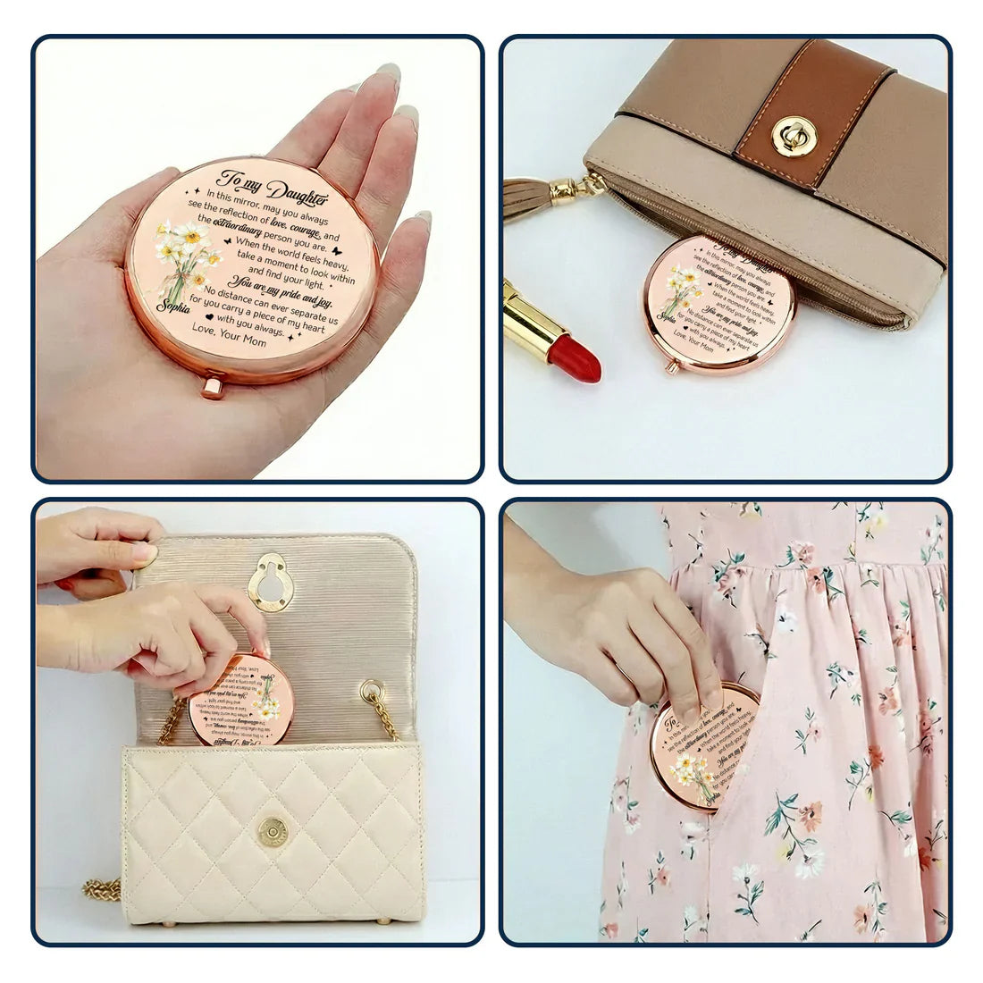 Personalized Engraved Compact Mirror for Daughter or Granddaughter - Sentimental Gift Beauty Tools MagicInPrints