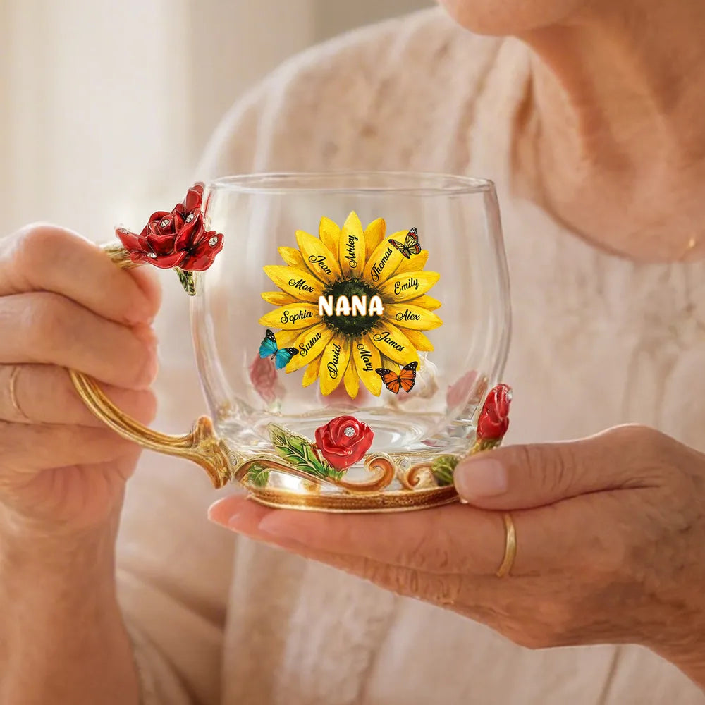 Personalized Glass Mug for Nana with Sunflower Design - Gift for Grandmothers Cup MagicInPrints