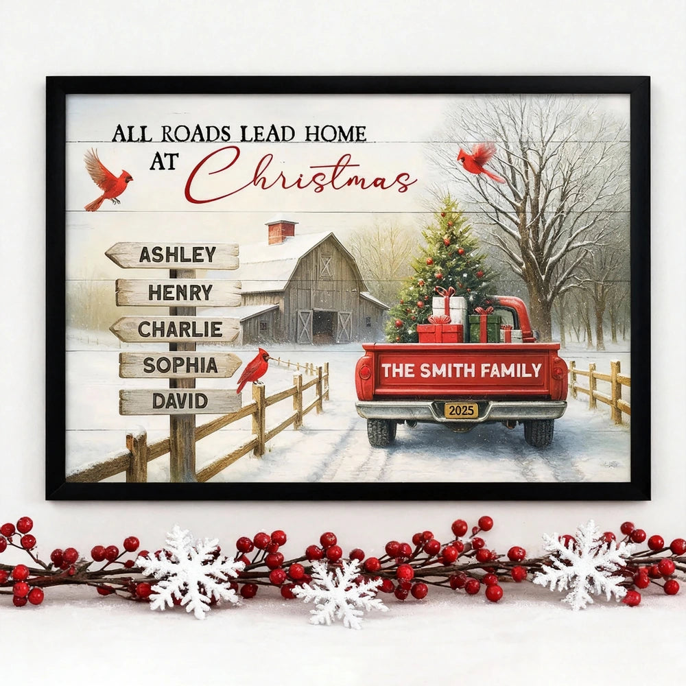 Personalized Christmas Family Canvas Art - Custom Name Holiday Decor Poster or Canvas MagicInPrints