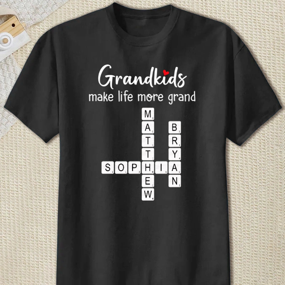 Custom Grandkids Crossword T-Shirt for Grandparents - Sentimental Gift Cloth MagicInPrints