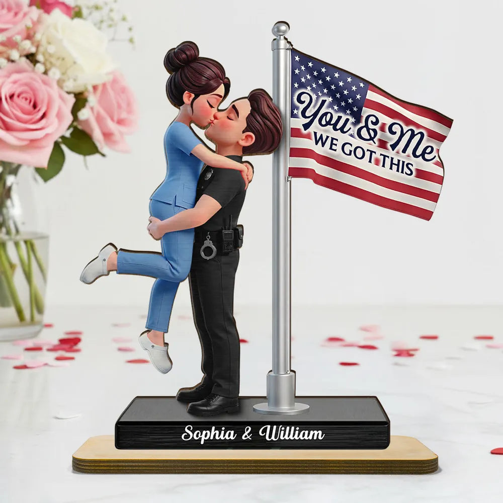 Personalized Couple Figurine for Police Officer and Nurse - Romantic Gift Plaque MagicInPrints