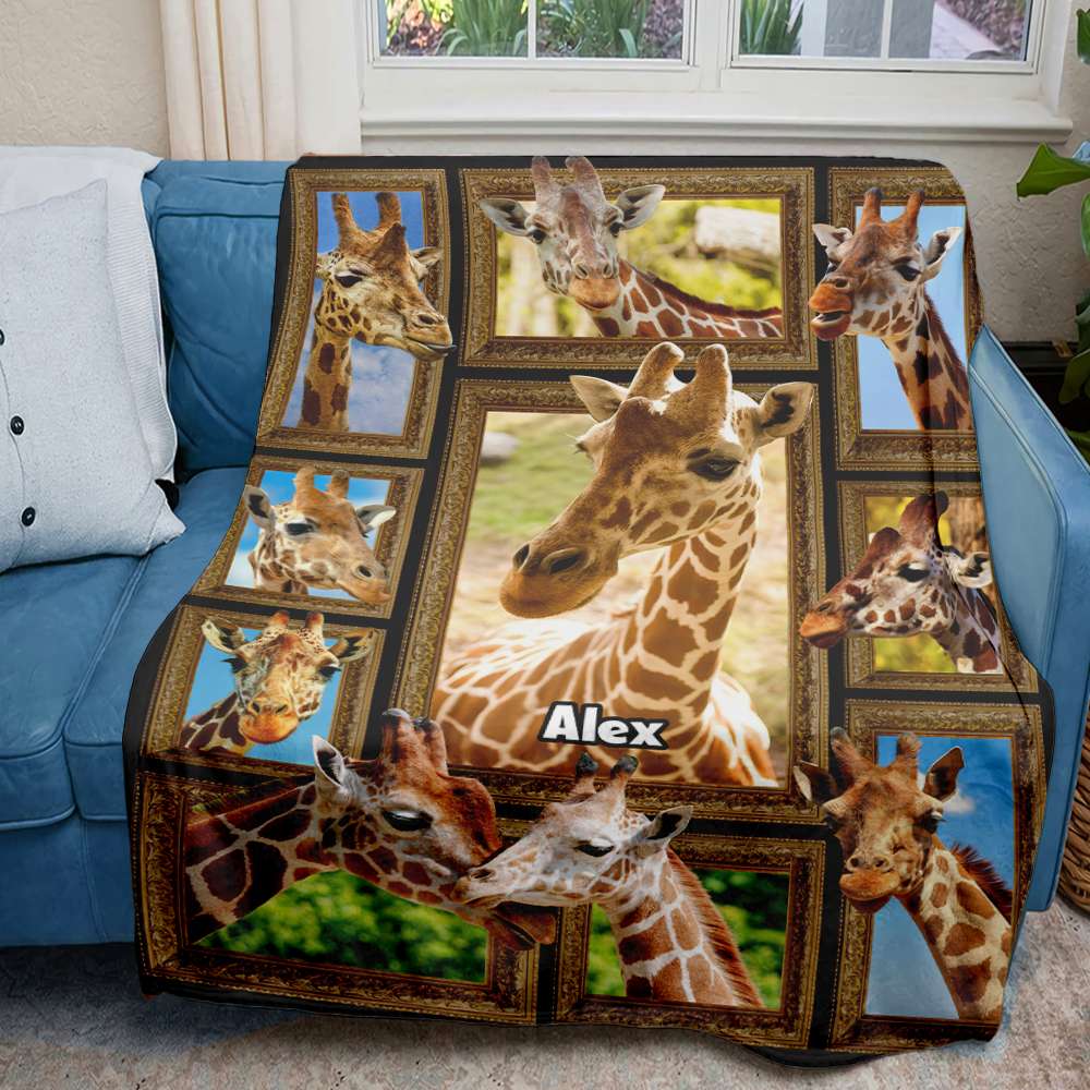 Personalized Giraffe Lovers Blanket Blanket PopCulturePrints