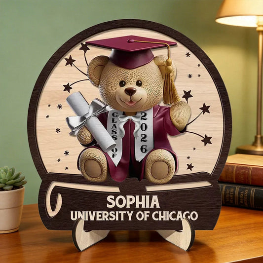 Personalized Graduation Teddy Bear Gift for Graduates - Class of 2026 Keepsake Plaque MagicInPrints