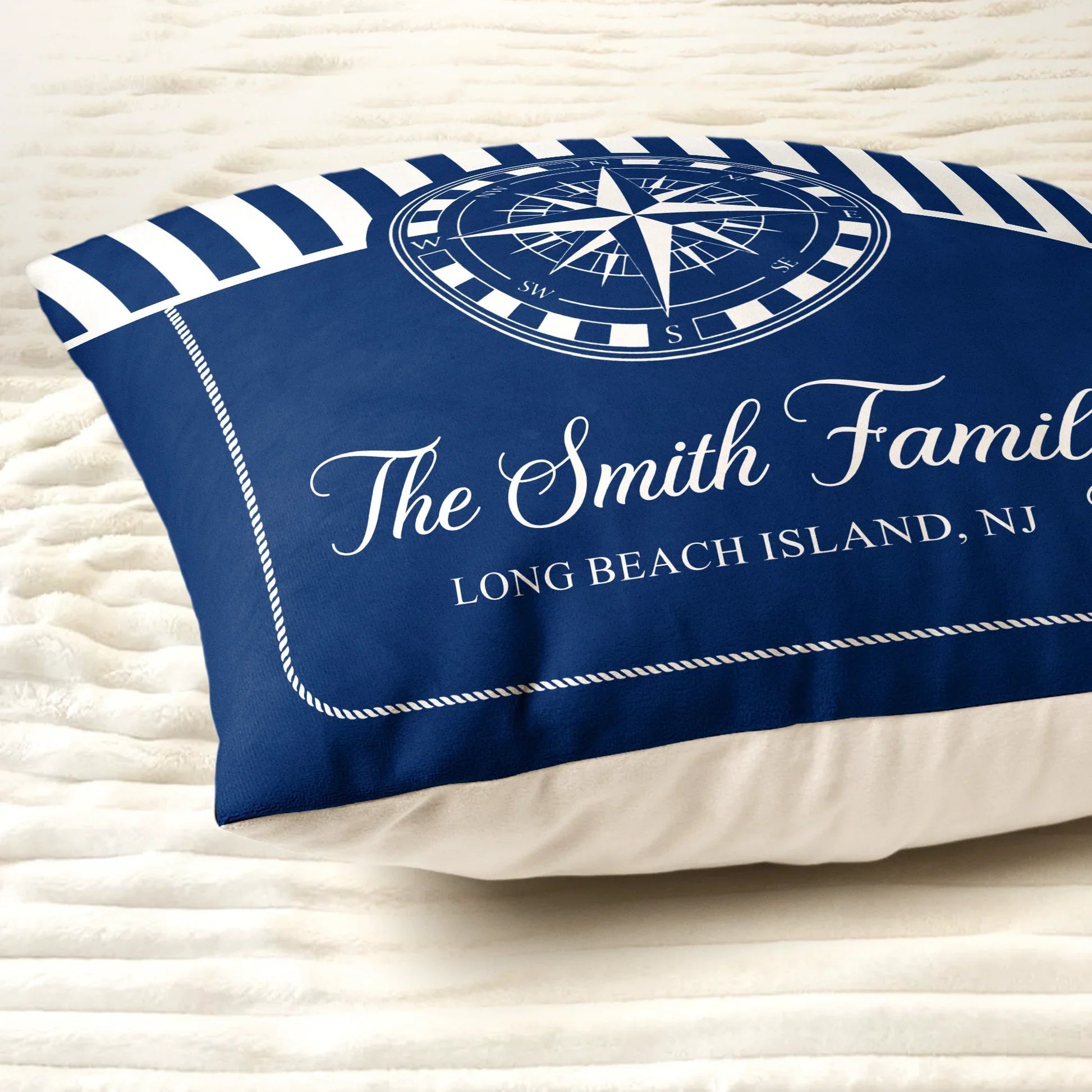 Personalized Nautical Throw Pillow Set for Families - Coastal Home Decor Pillow or Blanket MagicInPrints