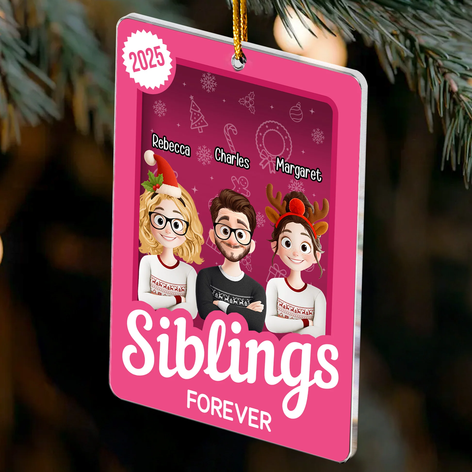 Personalized Christmas Sibling Ornament - Custom Family Keepsake 2025 Ornament MagicInPrints