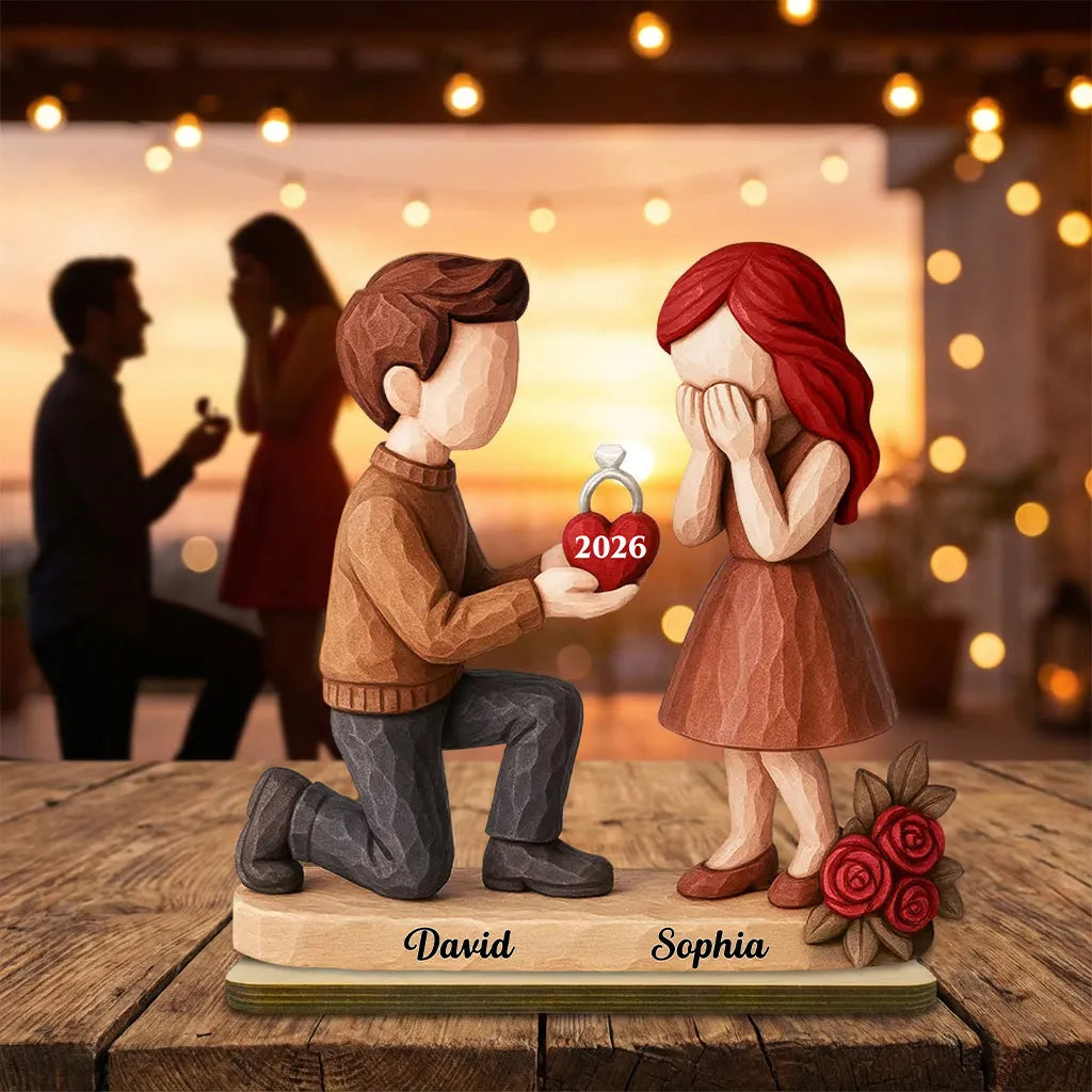 Personalized Wooden Couple Figurine - Engagement Gift for Couples Plaque MagicInPrints