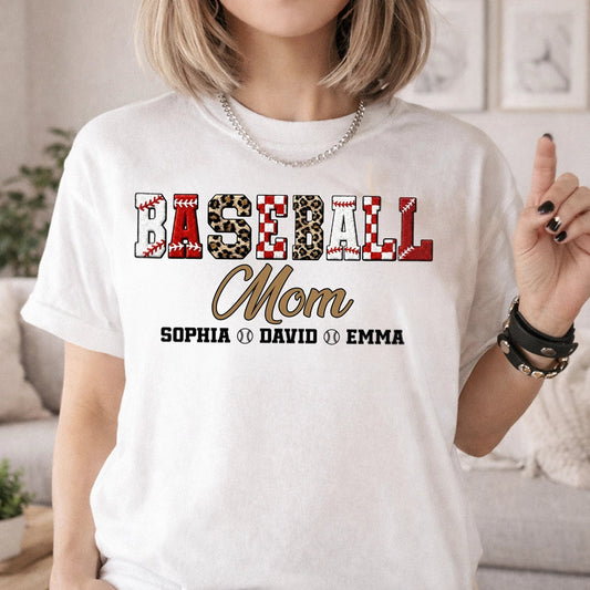 Personalized Baseball Mom T-Shirt for Mothers with Kids' Names - Family Sports Gift Cloth MagicInPrints