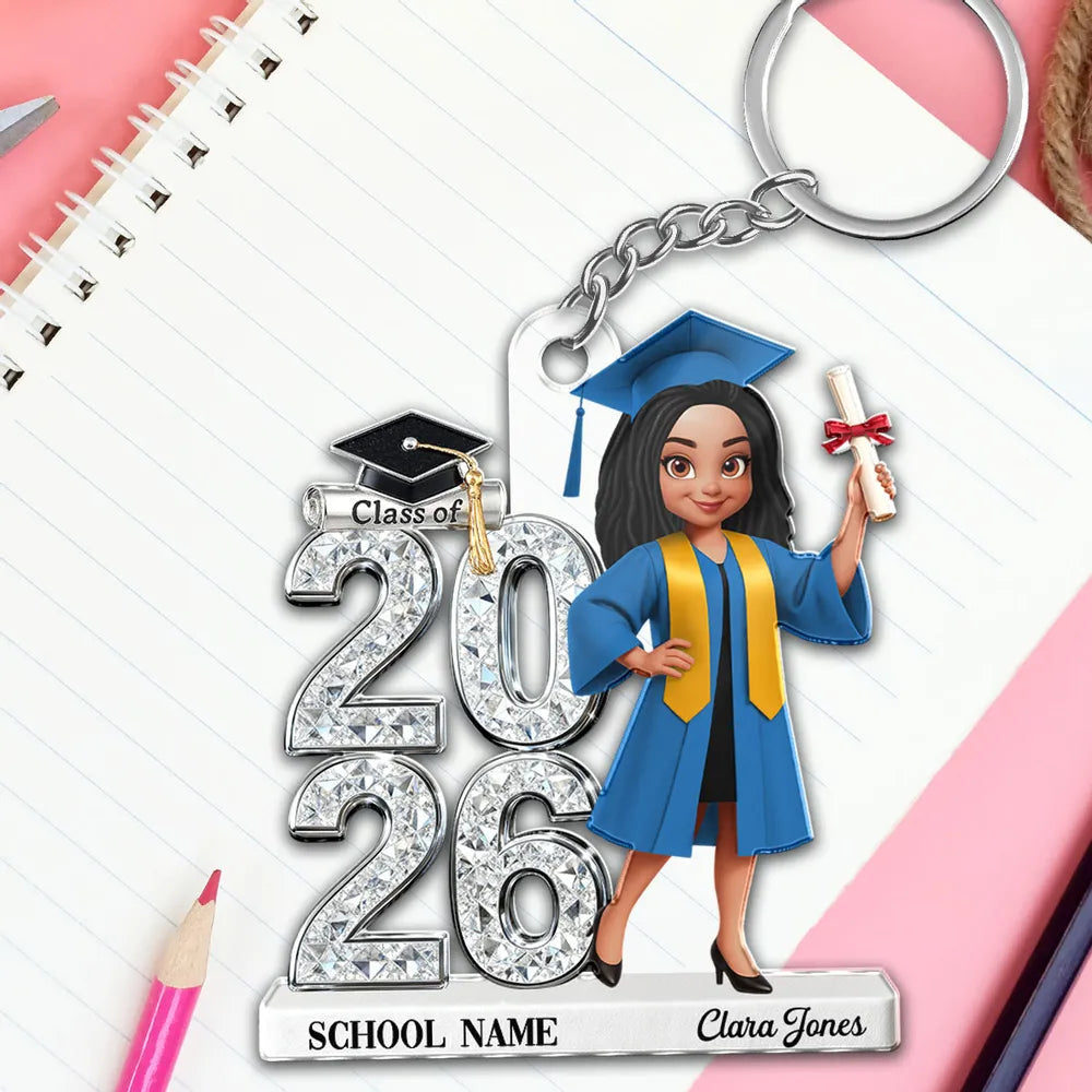 Personalized Graduation Keychain for Class of 2026 - Custom School Name Gift Keychain MagicInPrints