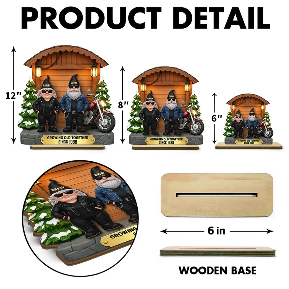 Personalized Biker Couple Figurine for Anniversary - Growing Old Together Plaque MagicInPrints