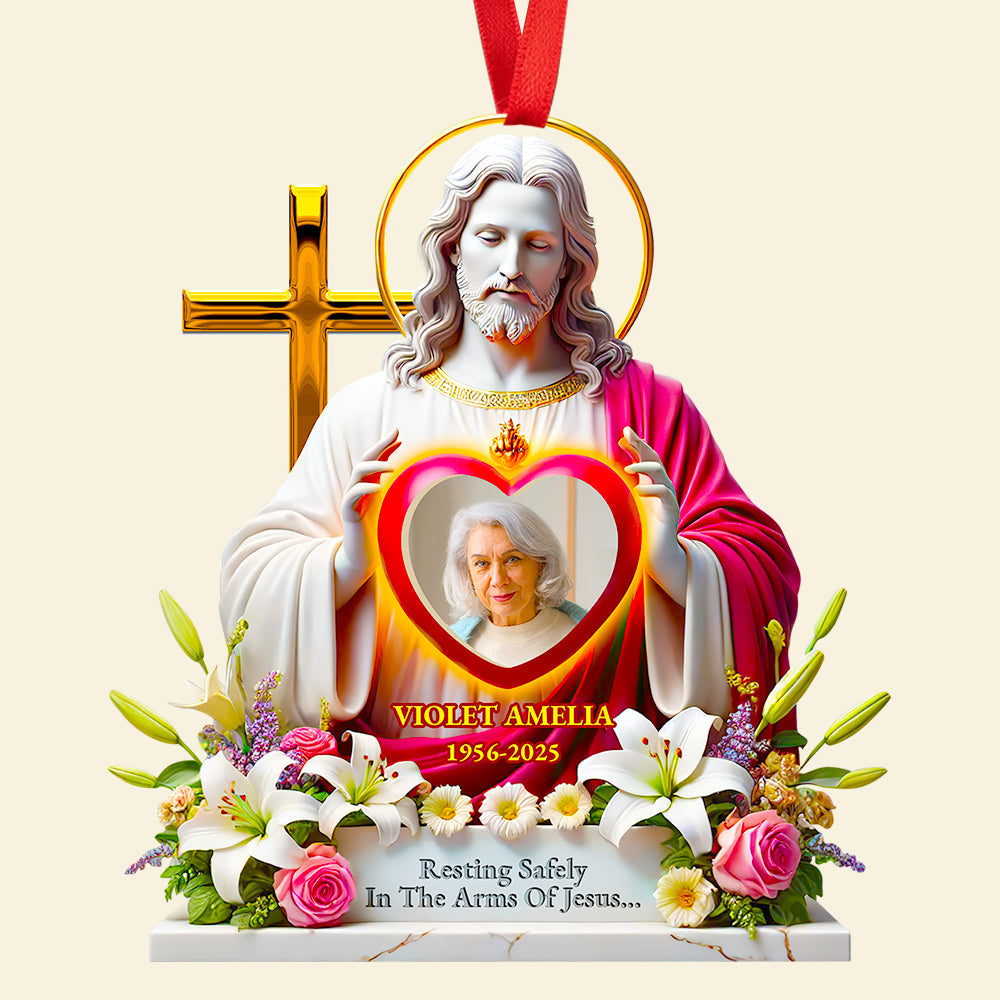 Resting Safely In The Arms Of Jesus - Custom Memorial Ornament Ornament PopCulturePrints