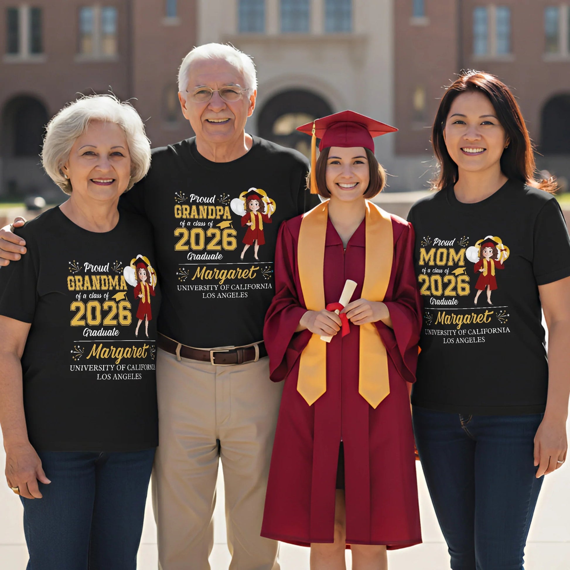 Personalized Family Graduation T-Shirts Class of 2026 - Proud Mom, Dad, Grandma Shirts Cloth MagicInPrints