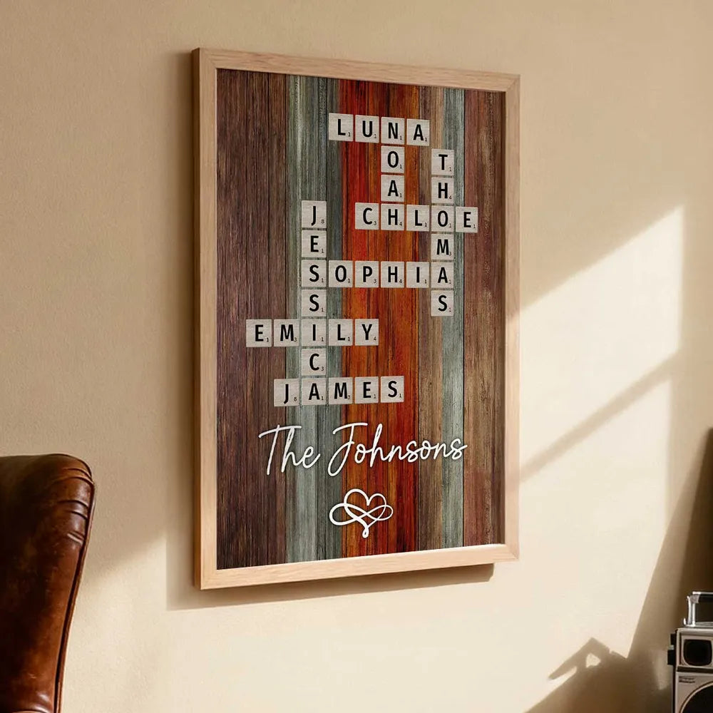 Personalized Family Name Crossword Canvas Wall Art - Home Decor Gift Poster or Canvas MagicInPrints