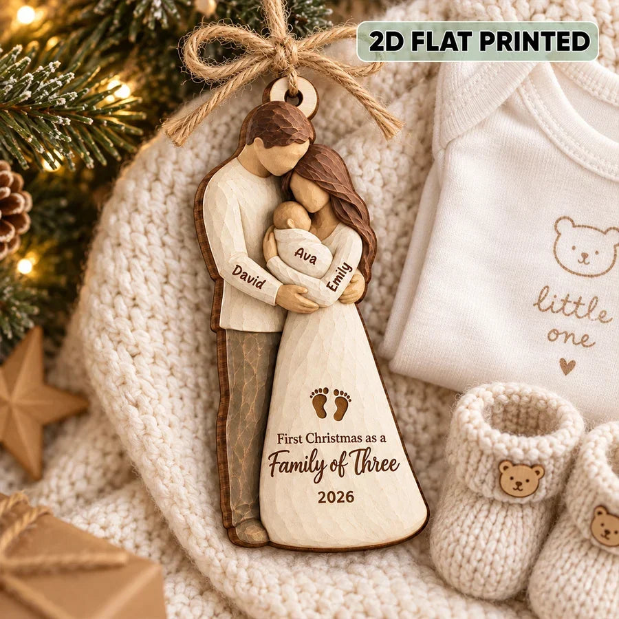 Personalized Wooden Ornament for New Parents | Baby Christmas Gift