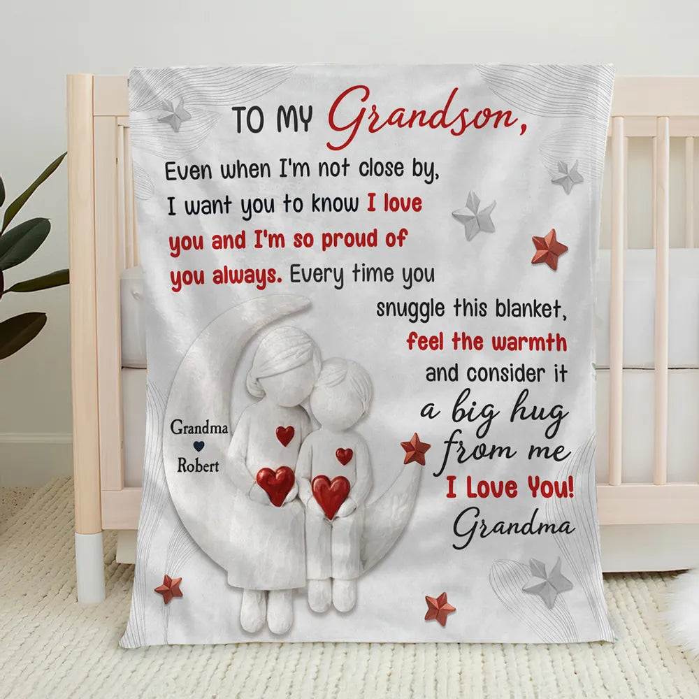 Personalized Grandson Blanket Gift - Heartfelt Message from Grandma Pillow or Blanket MagicInPrints