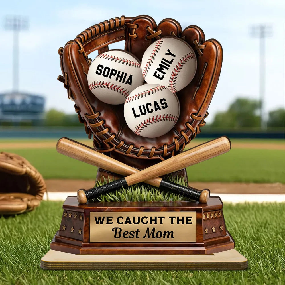 Personalized Baseball Trophy for Mom - Custom Names for Mother's Day Gift Plaque MagicInPrints