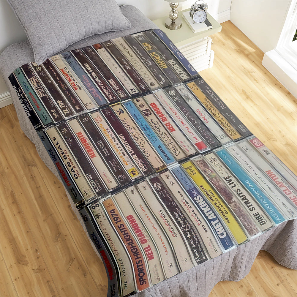Personalized Cassette Tape Lovers Blanket - Nostalgic Music Gift Blanket PopCulturePrints