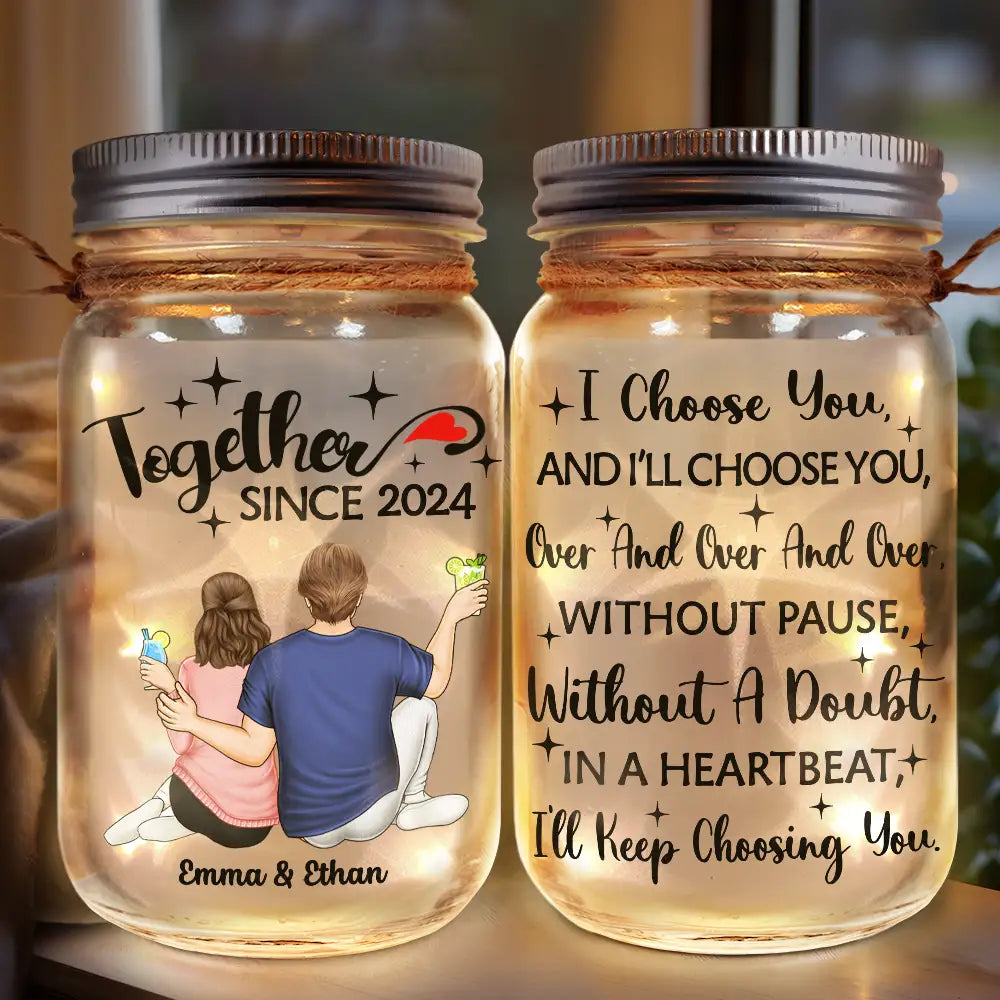 Personalized Couple Mason Jar Light - Romantic Anniversary Gift Lamp MagicInPrints