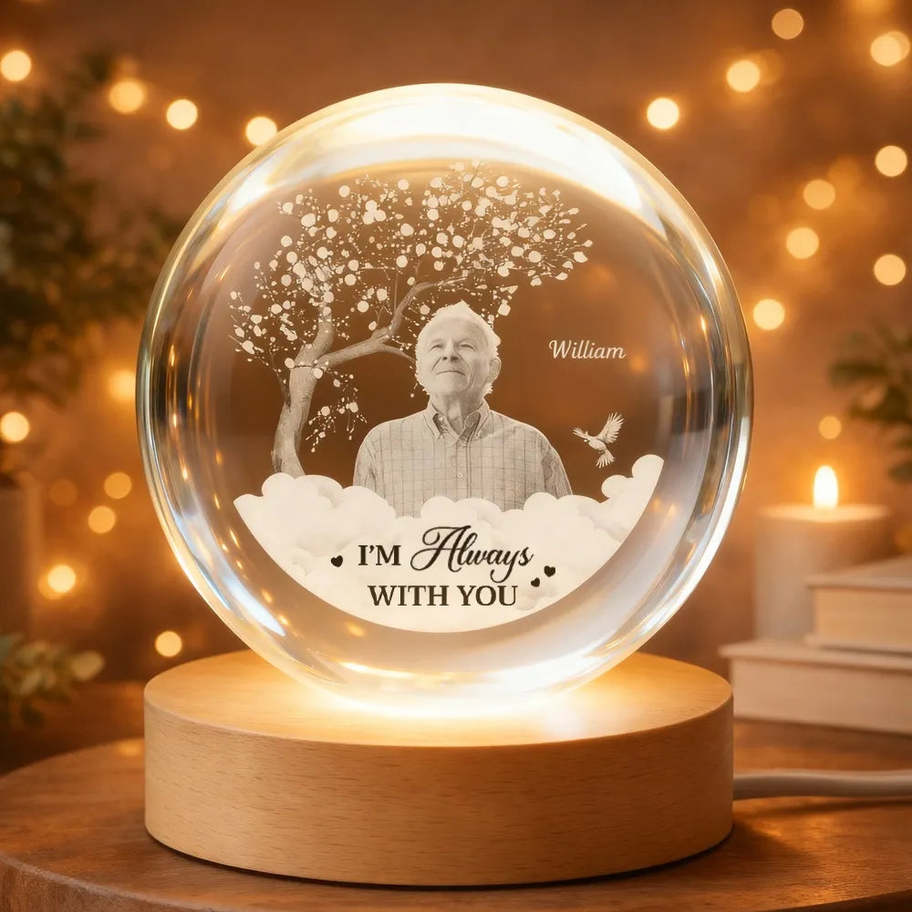 Personalized Memorial Crystal Ball Light for Loved Ones - Sentimental Keepsake Lamp MagicInPrints