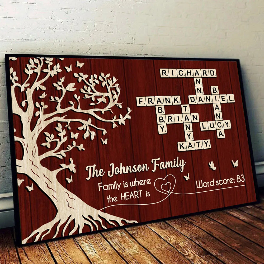 Personalized Family Tree Canvas Art - Custom Name Crossword for Home Decor Poster or Canvas MagicInPrints