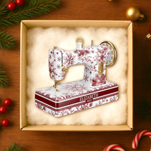 Load image into Gallery viewer, &quot;Sewing is Love: Personalize Your Keepsake&quot; - Sewing Toile de Jouy Acrylic Ornament - Unique Gift for Crafters and Sewing Enthusiasts Ornament PopCulturePrints

