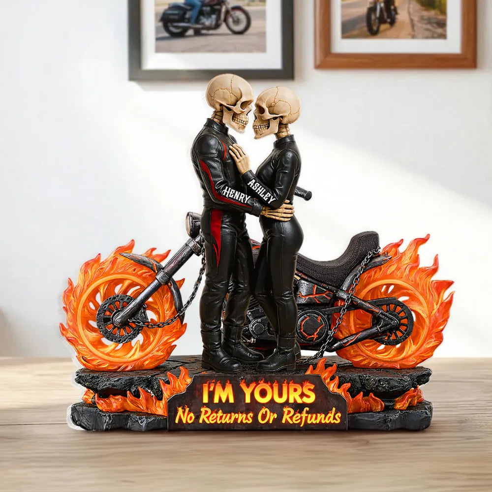 Personalized Skeleton Couple Figurine for Bikers - Romantic Gift Plaque MagicInPrints