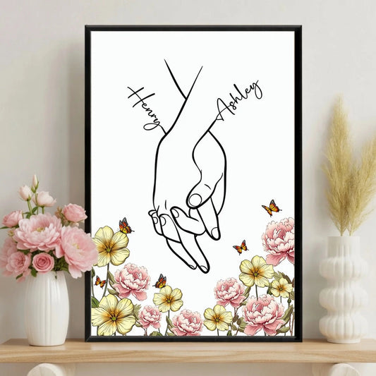Personalized Couple Hand Holding Art Print for Home Decor - Romantic Gift Poster or Canvas MagicInPrints