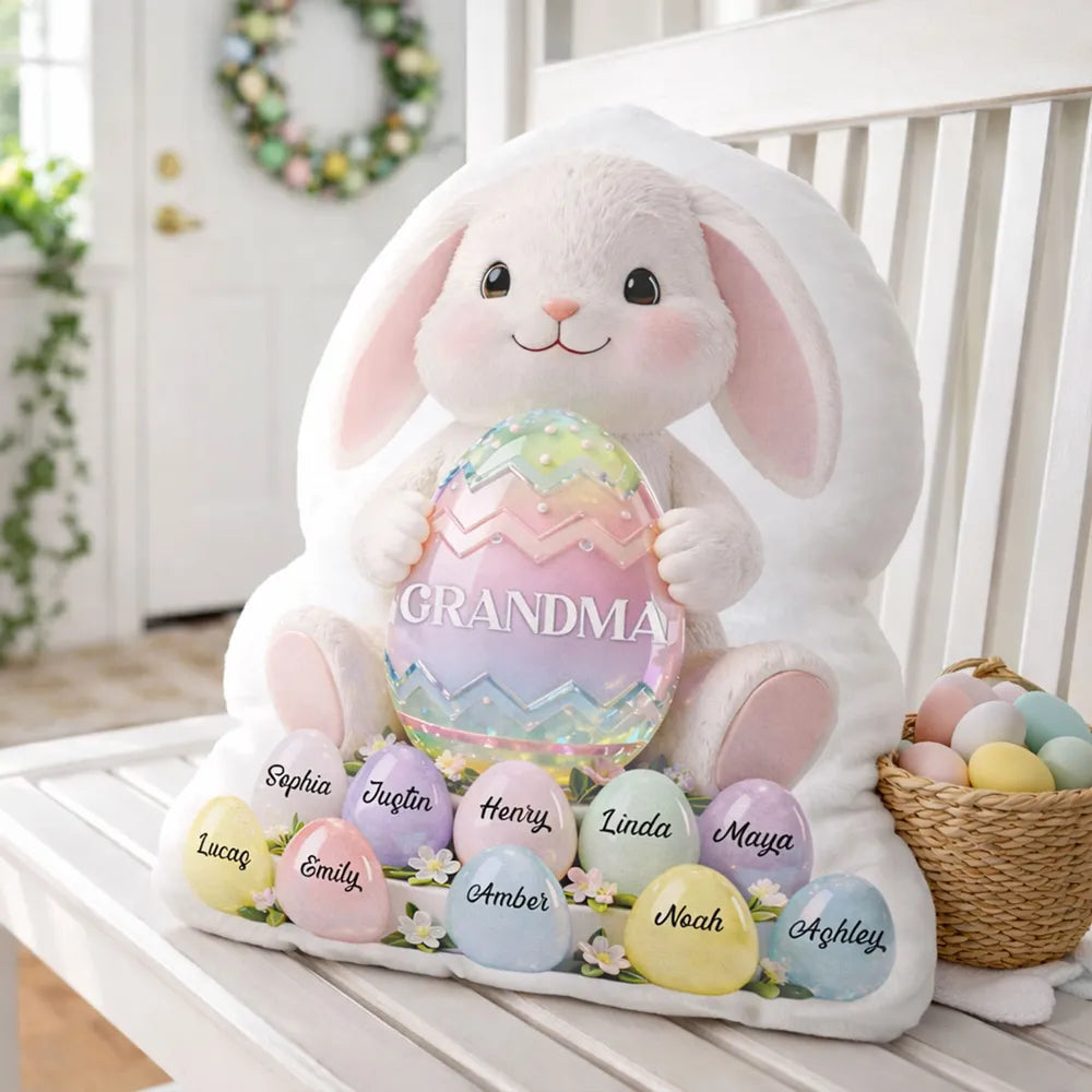 Personalized Easter Bunny Cushion for Grandma - Custom Names Gift Pillow MagicInPrints