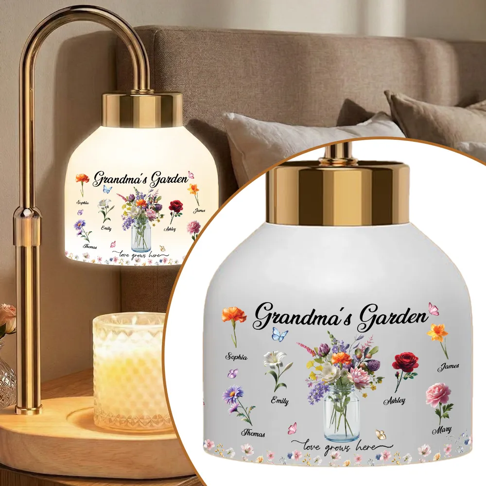 Personalized Floral Lamp for Grandma - Custom Names and Garden Design Lamp MagicInPrints