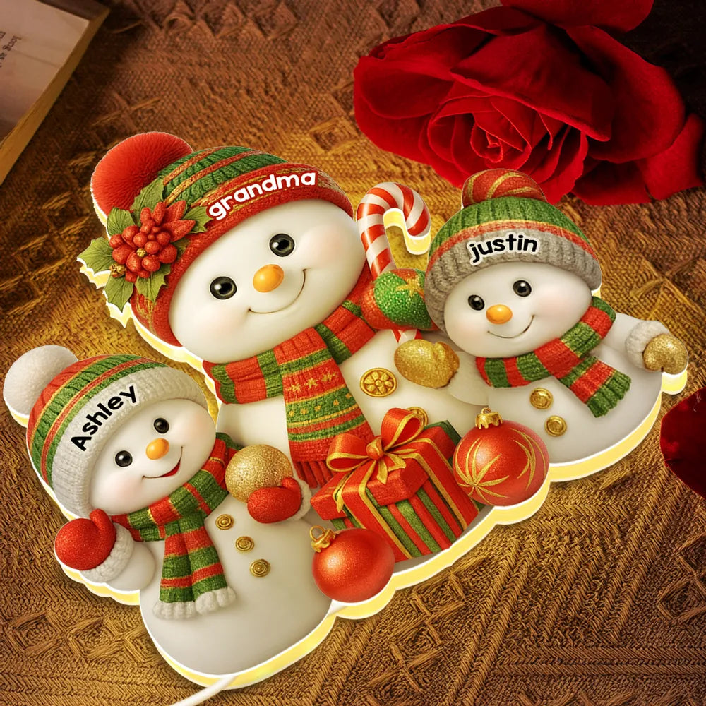 Personalized Snowman Family Figurines for Christmas Decor - Holiday Gift Plaque MagicInPrints