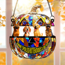 Load image into Gallery viewer, &quot;Halloween Fun Awaits!&quot; - Personalized Pumpkin Suncatcher Ornament - Custom Gift for Dog Lovers Ornament MagicInPrints
