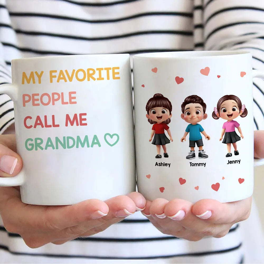 Personalized Grandma Mug for Family - Custom Cartoon Characters Cup MagicInPrints