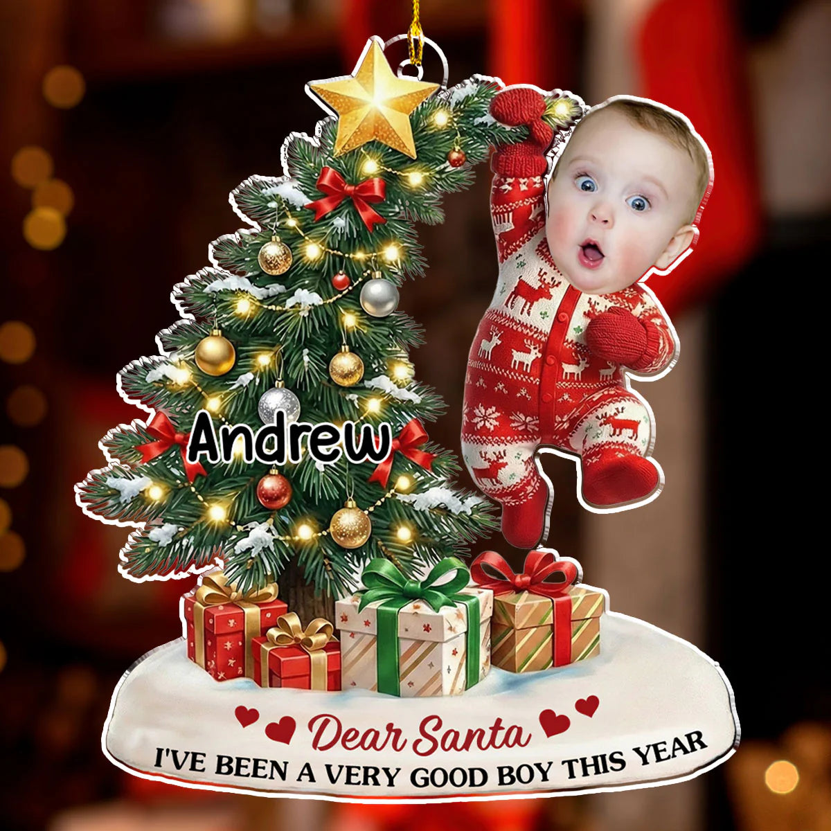 Personalized Baby Photo Christmas Ornament for Kids - Holiday Keepsake Gift Ornament MagicInPrints