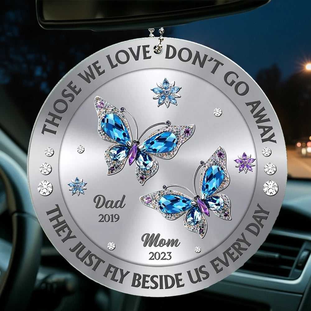 Personalized Memorial Car Ornament for Family - Butterfly Design Keepsake Car Hanger MagicInPrints