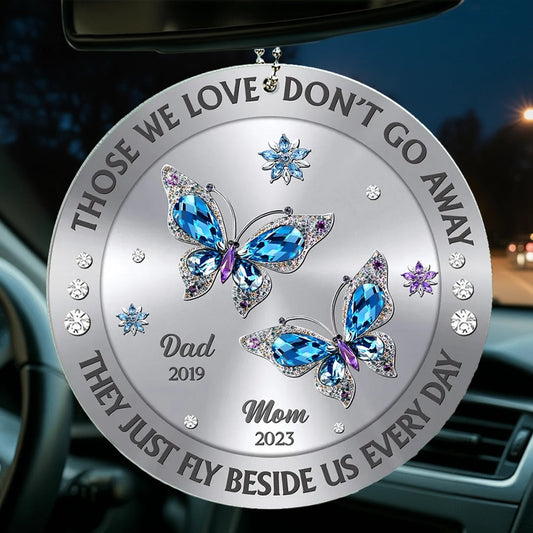 Personalized Memorial Car Ornament for Family - Butterfly Design Keepsake Car Hanger MagicInPrints