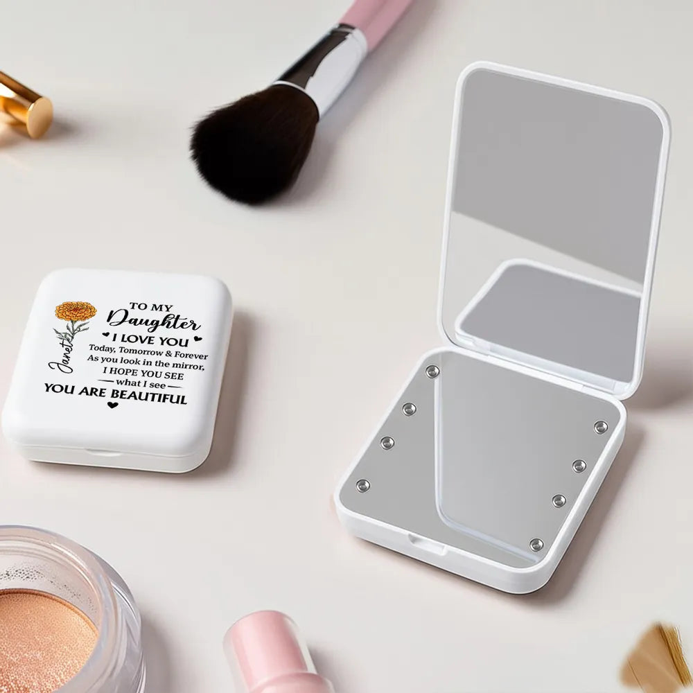 Personalized Compact Mirror for Daughter with Message - Sentimental Gift Beauty Tools MagicInPrints