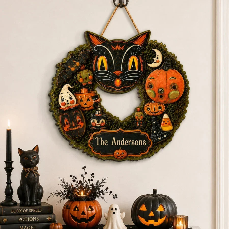 Personalized Black Cat Wooden Sign Custom Gift for Cat Lovers Halloween