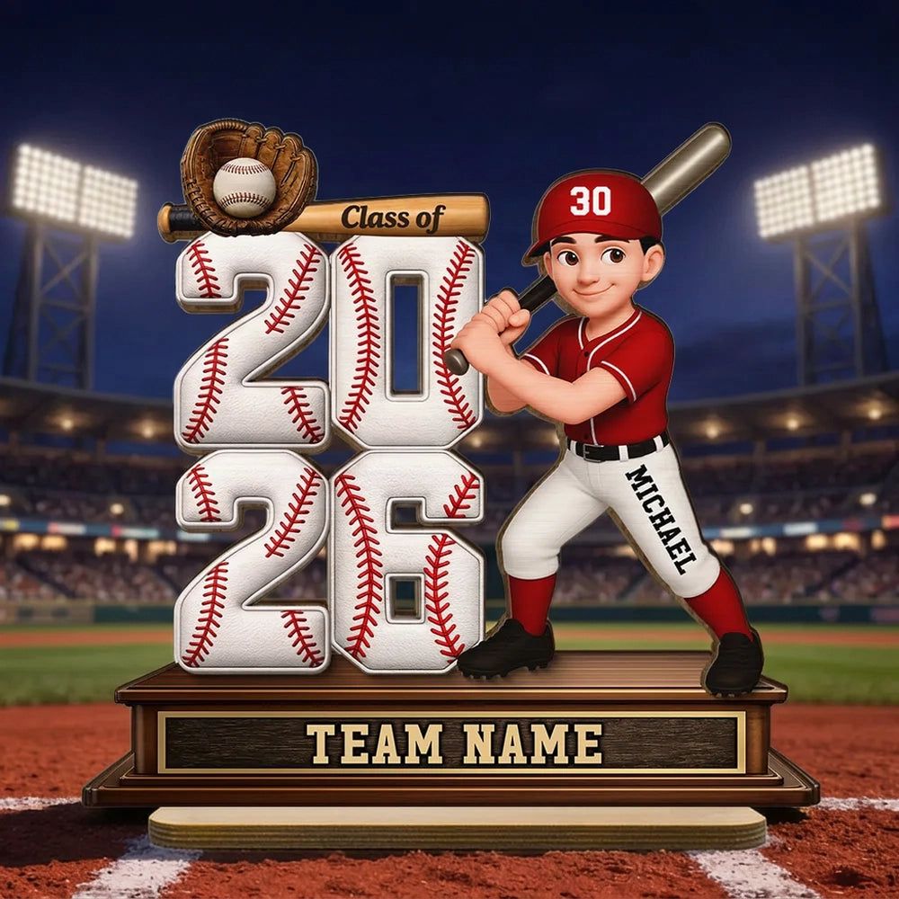 Personalized Baseball Graduation Gift for Class of 2026 - Custom Team Name Display Plaque MagicInPrints