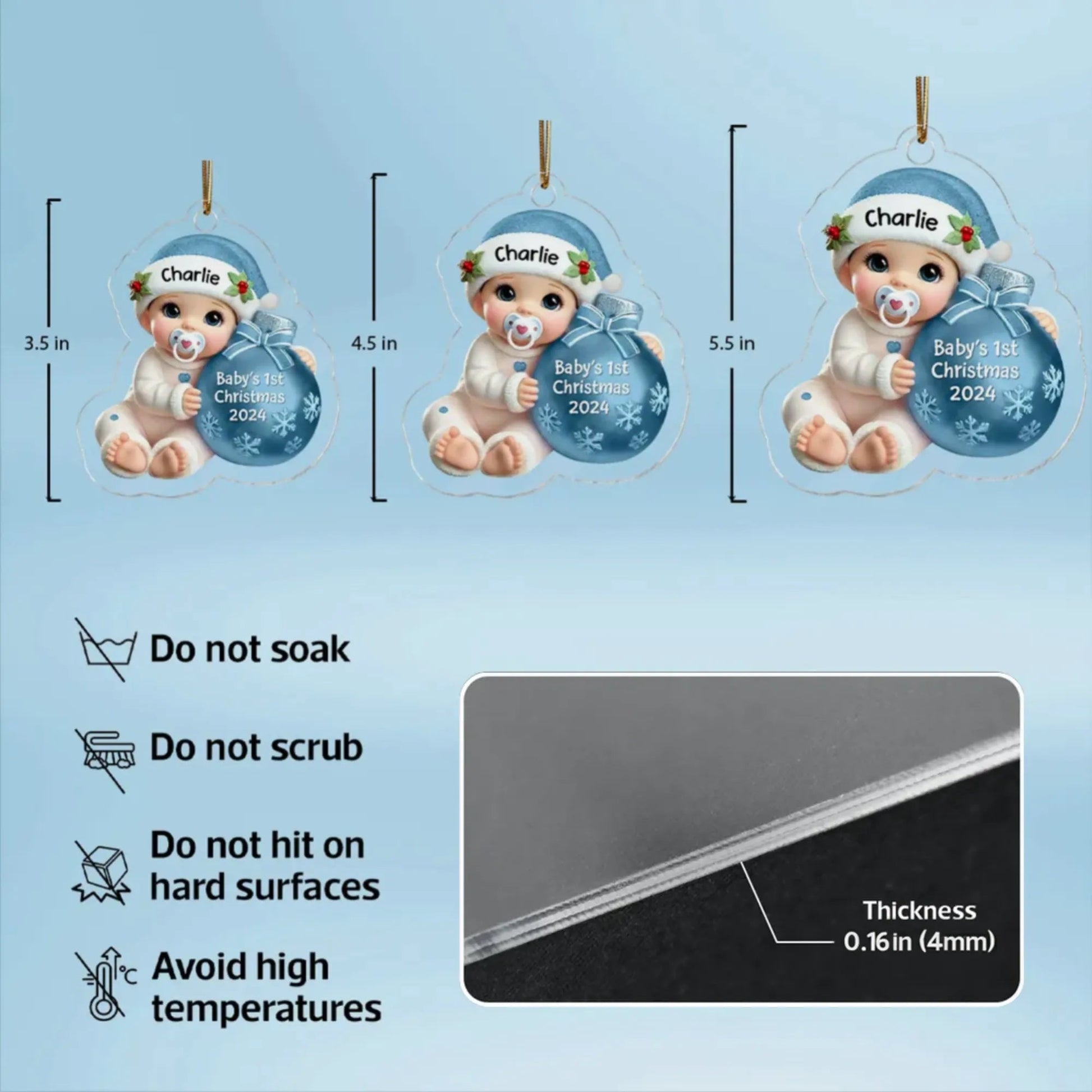 Personalized Baby's First Christmas Ornament 2024 - Custom Name Keepsake Ornament MagicInPrints