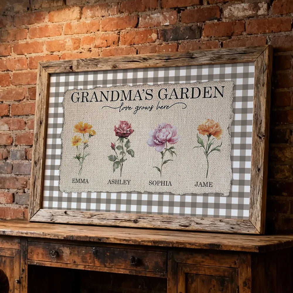 Personalized Grandma's Garden Floral Wall Art - Family Names Decor Poster or Canvas MagicInPrints