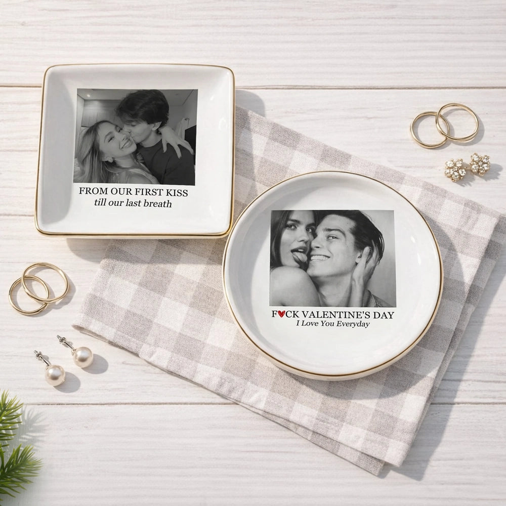 Personalized Ceramic Photo Plates for Couples - Romantic Gift for Anniversaries Jewelry MagicInPrints