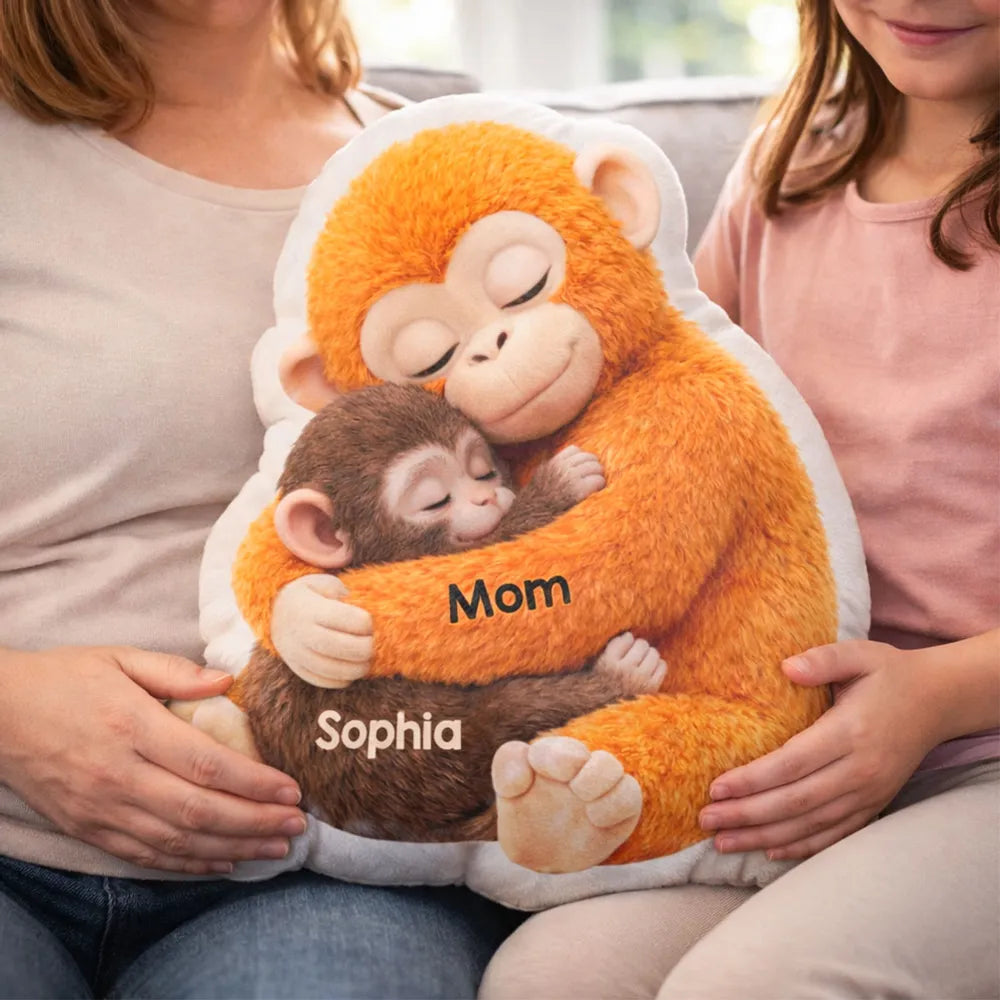 Personalized Monkey Hug Pillow for Mom and Child - Sentimental Gift Pillow MagicInPrints